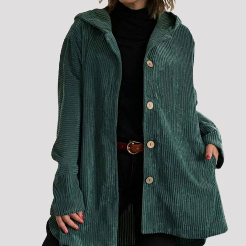 🍂 Efterår og vinter - ny løs jakke med hætte i fløjl til kvinder 🧥