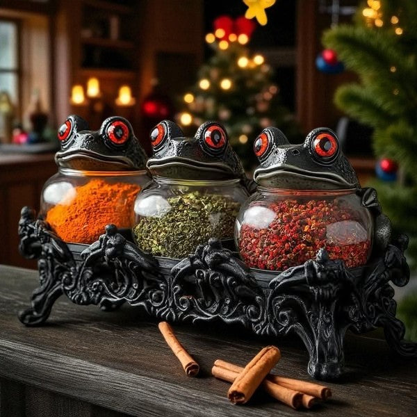 Handgjorda kryddburkar med hÀxig groda frÄn apoteket