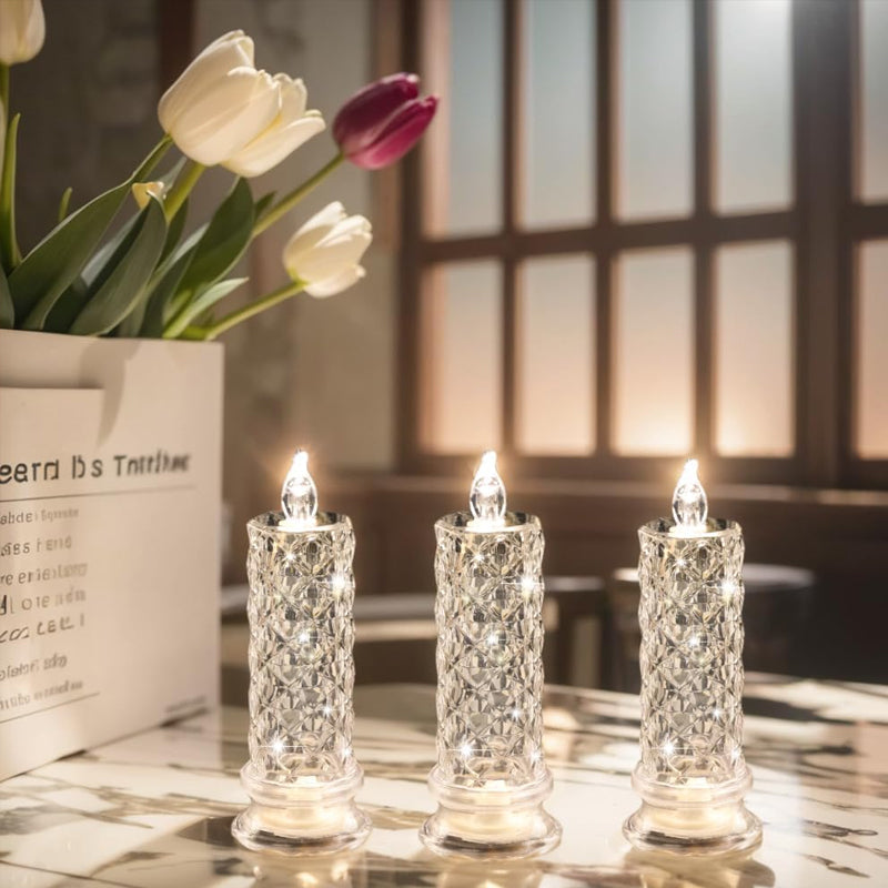 ✨ Crystal Rose Candle Light – Romantisk glød uden rod