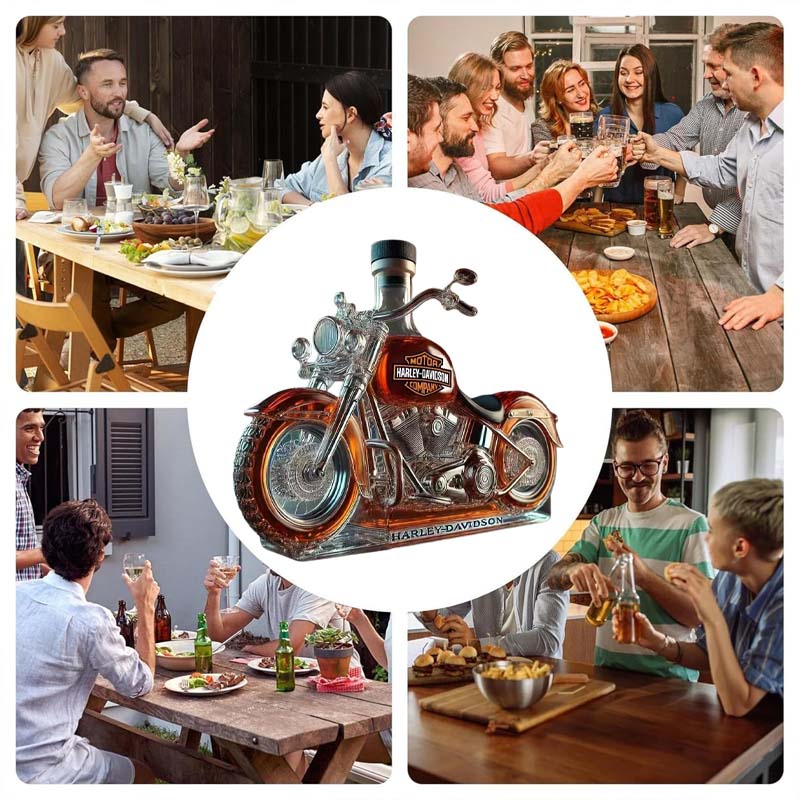 Kreativ vinflaska av motorcykelglas