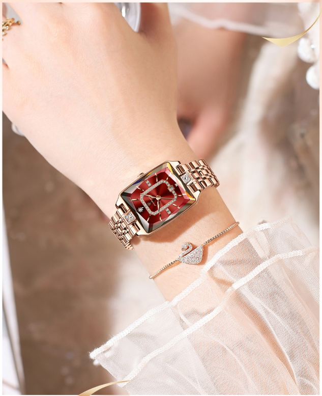 đ„Black Friday Mega Deal â 50 % rabatt!đ„Damarmbandsur med rektangulĂ€r urtavla och strass