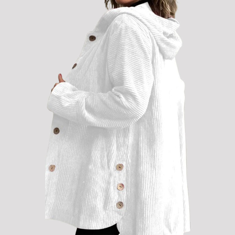 🍂 Efterår og vinter - ny løs jakke med hætte i fløjl til kvinder 🧥