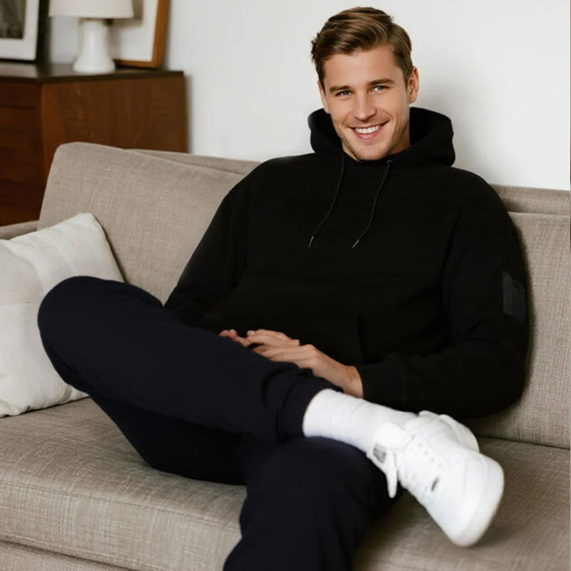 🔥SIDSTE DAGS UDSALG - 50% RABAT🎁Efterår/vinter Ny ensfarvet pullover-hoodie - indbygget øjenmaske