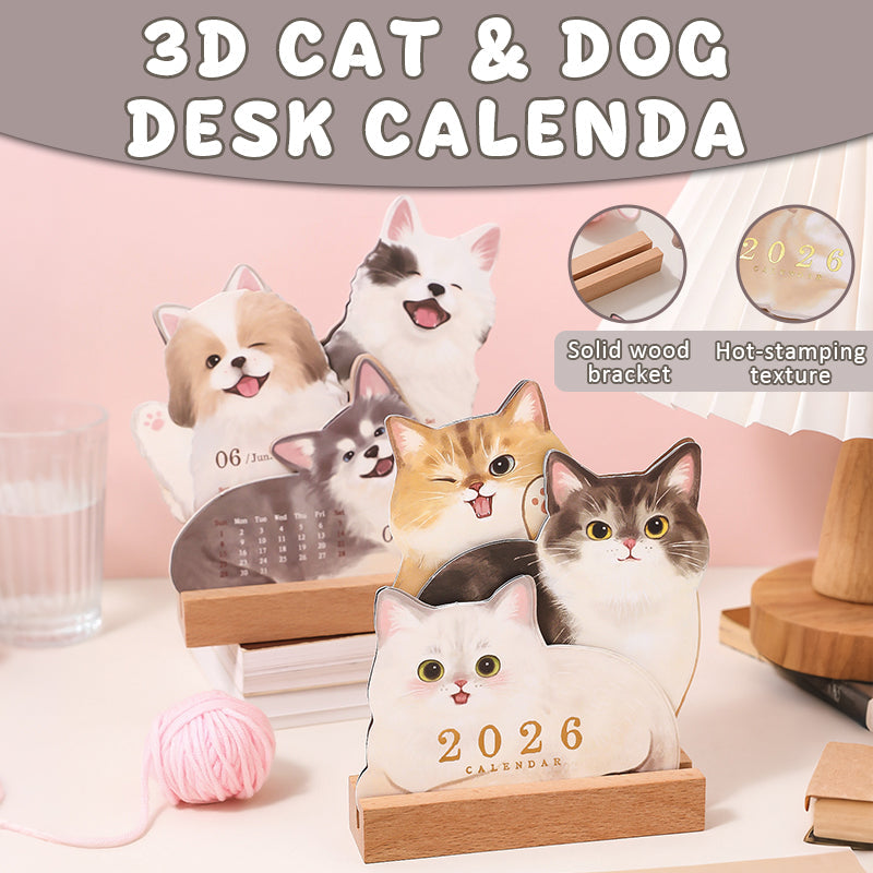 📅🐾 3D-bordskalender med katter och hundar