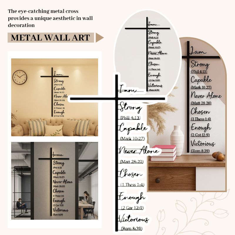 Metallkors väggkonst med Jesus krucifix