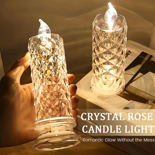 ✨ Crystal Rose Candle Light – Romantisk glød uden rod