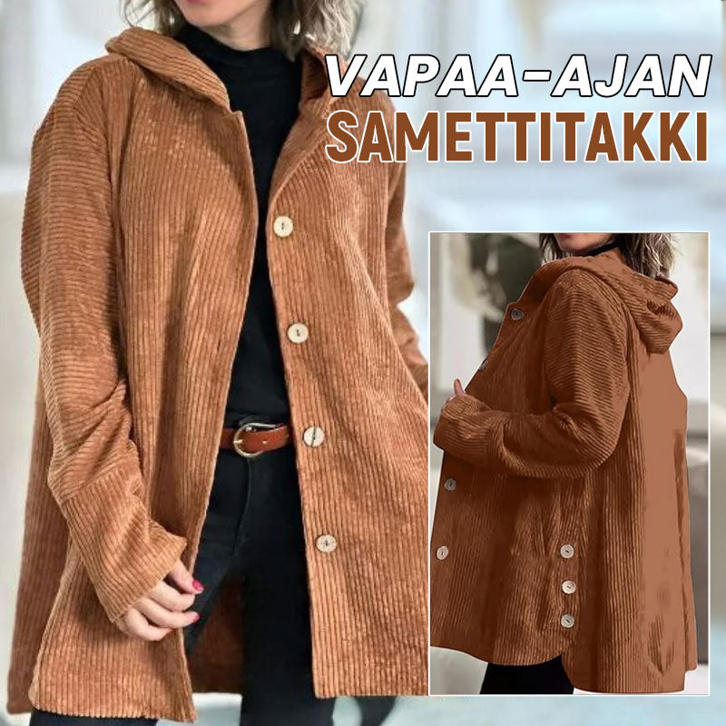 🍂 Efterår og vinter - ny løs jakke med hætte i fløjl til kvinder 🧥