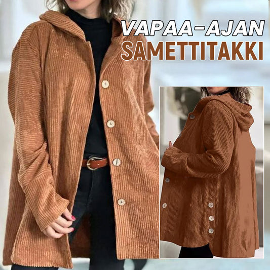 🍂 Efterår og vinter - ny løs jakke med hætte i fløjl til kvinder 🧥