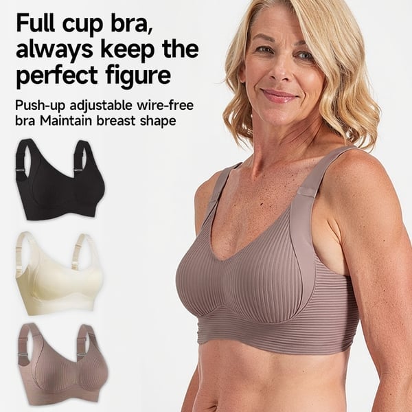 🎁Ribbad push-up-bh med justerbara byglar för kvinnor/ 🎁Women's Ribbed Push Up Adjustable Wireless Bra
