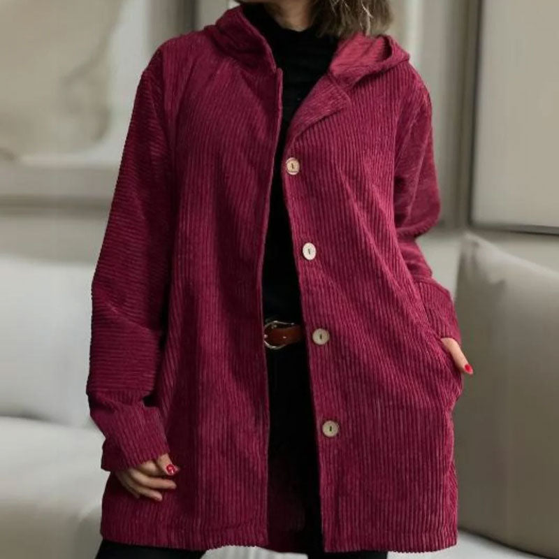 🍂 Efterår og vinter - ny løs jakke med hætte i fløjl til kvinder 🧥
