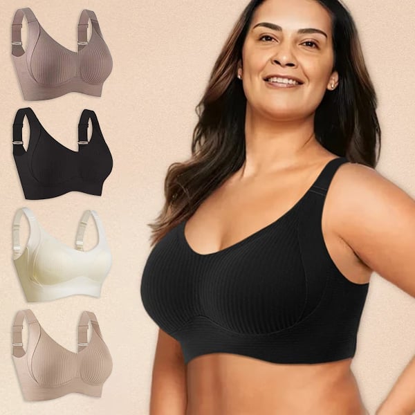 🎁Ribbad push-up-bh med justerbara byglar för kvinnor/ 🎁Women's Ribbed Push Up Adjustable Wireless Bra