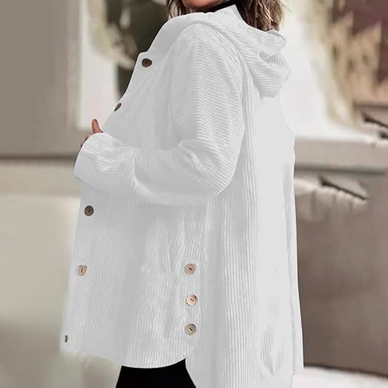 🍂 Efterår og vinter - ny løs jakke med hætte i fløjl til kvinder 🧥