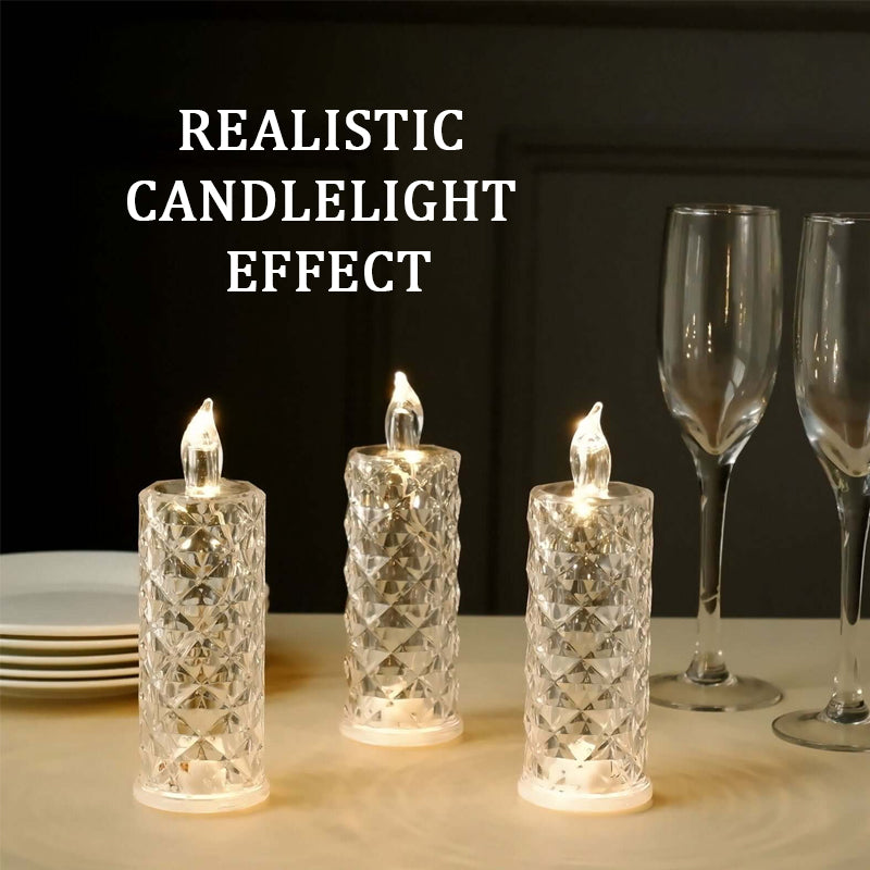 ✨ Crystal Rose Candle Light – Romantisk glød uden rod