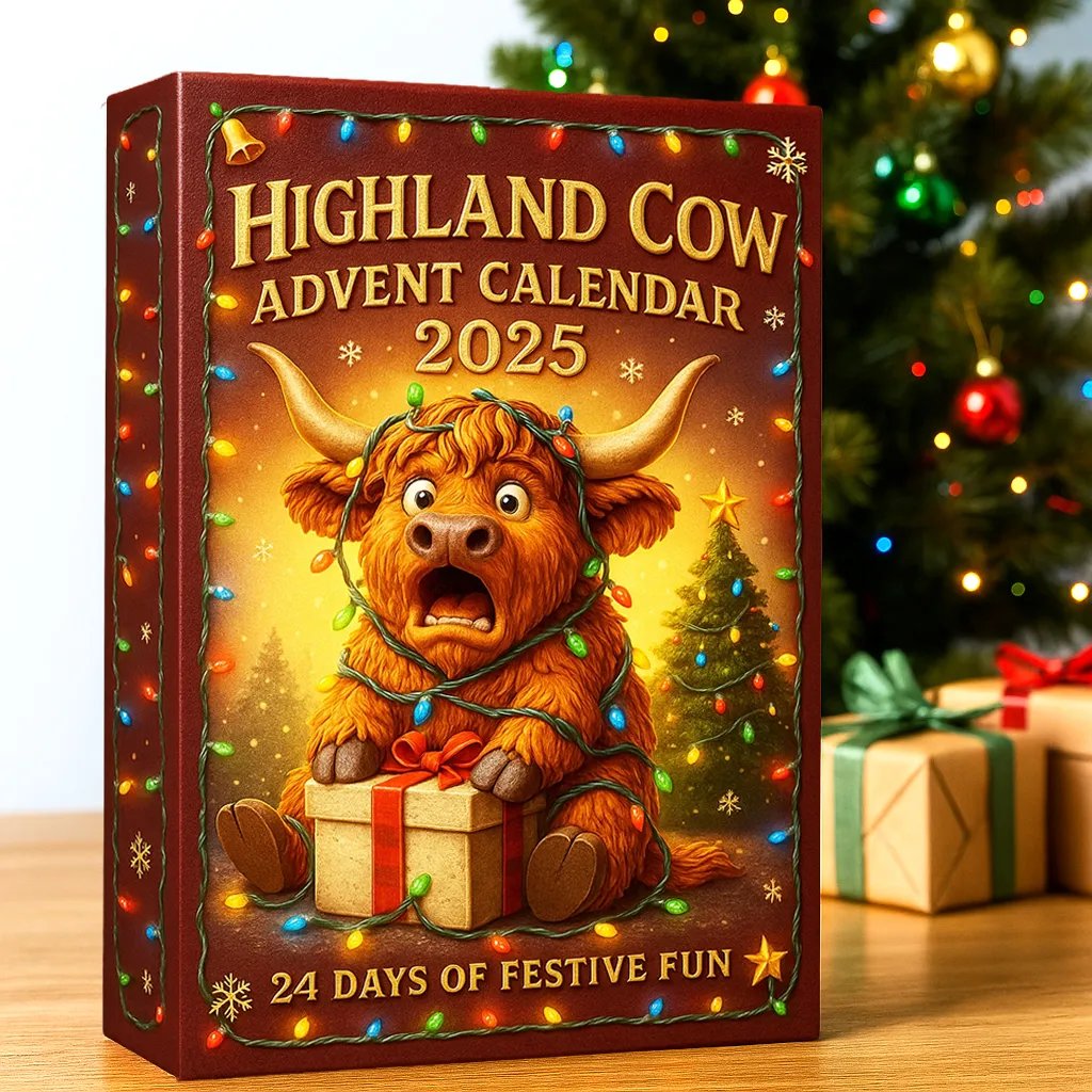 🐮Highland Cow Adventskalender 2025🎄✨ - 3D Handgjord Highland Cow Doll (24 st)