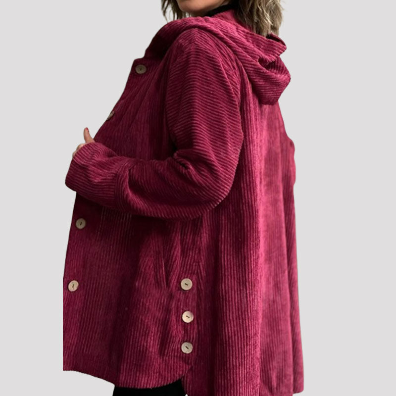 🍂 Efterår og vinter - ny løs jakke med hætte i fløjl til kvinder 🧥