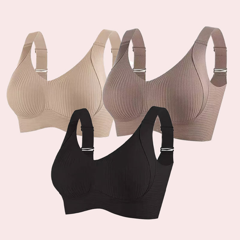 🎁Ribbad push-up-bh med justerbara byglar för kvinnor/ 🎁Women's Ribbed Push Up Adjustable Wireless Bra