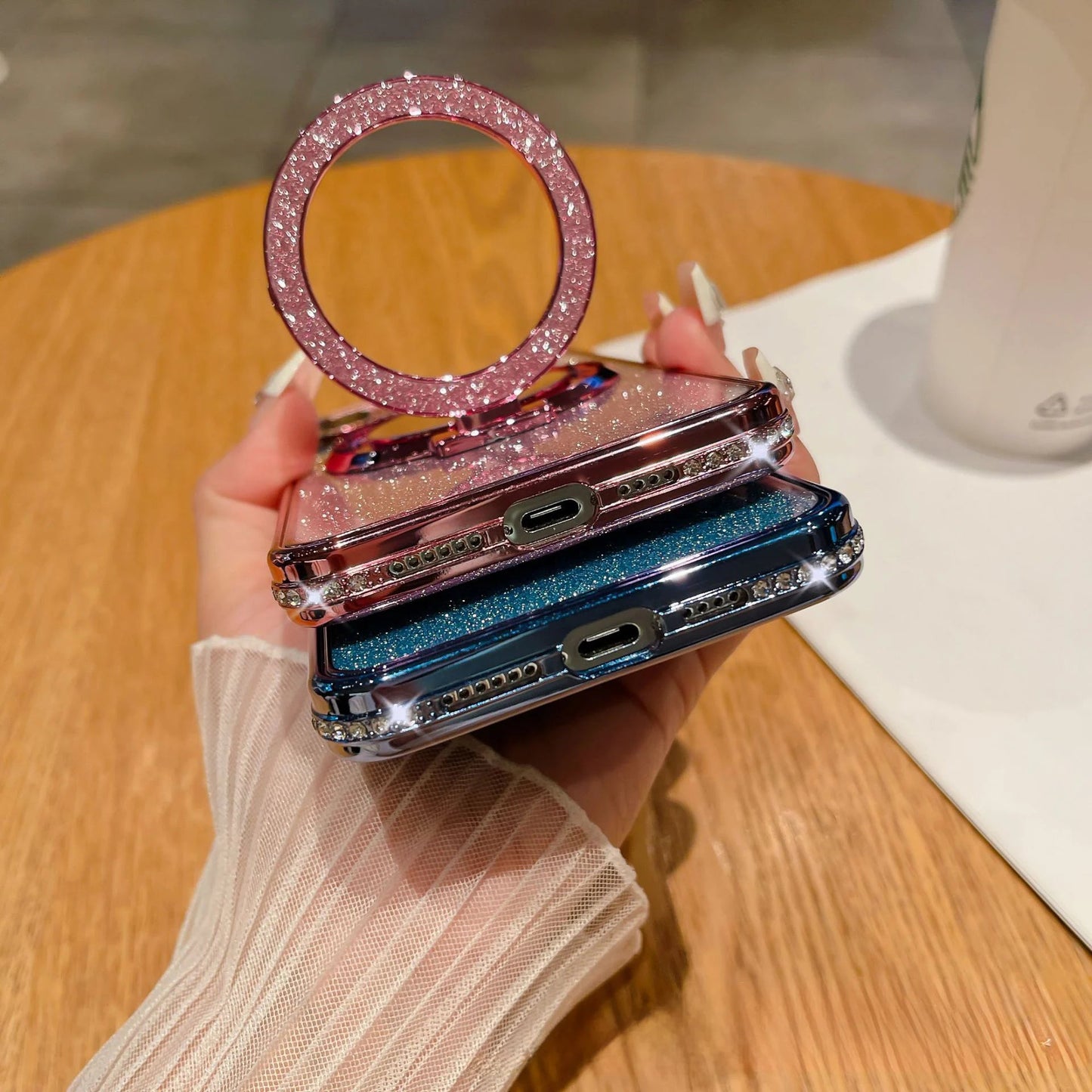 📲✨Gradient Glitter Holder sminkspegel skyddsfodra