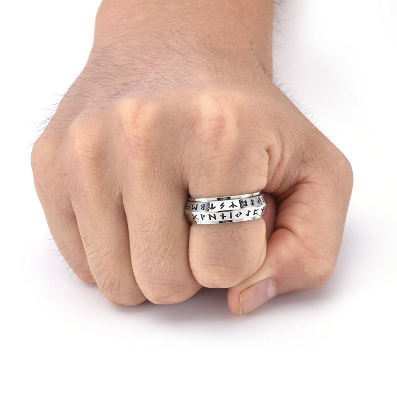 ✨🎅Julerbjudanden – Endast under en begränsad tid!⏰Titanium Steel Viking Rune Rotating Ring