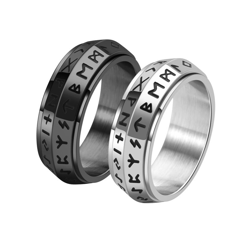 ✨🎅Julerbjudanden – Endast under en begränsad tid!⏰Titanium Steel Viking Rune Rotating Ring