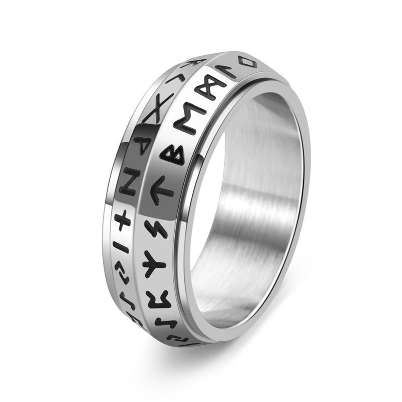 ✨🎅Julerbjudanden – Endast under en begränsad tid!⏰Titanium Steel Viking Rune Rotating Ring